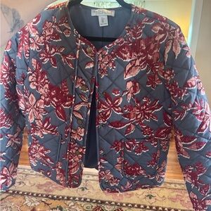 Rachel Zoe Women's Quilted Jacket - Red and Blue Floral